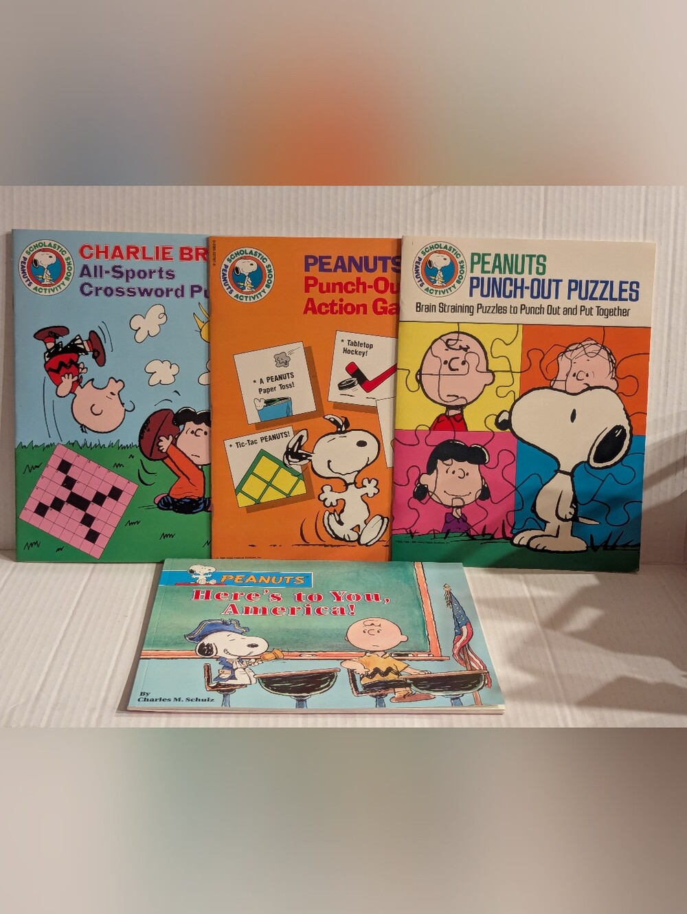 Vintage 1980s PEANUTS Activity Book Lot Snoopy Charlie Brown 4pc